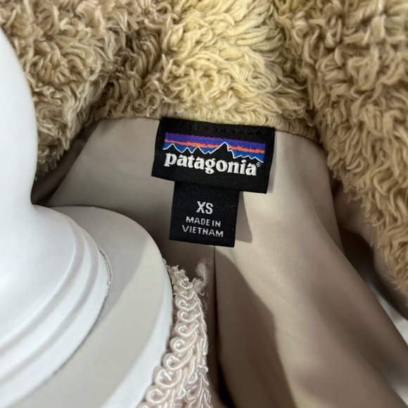 Patagonia Womens Los Gatos Fleece Vest Tan Full Zip Pockets Mock Neck sz XS - Picture 4 of 8